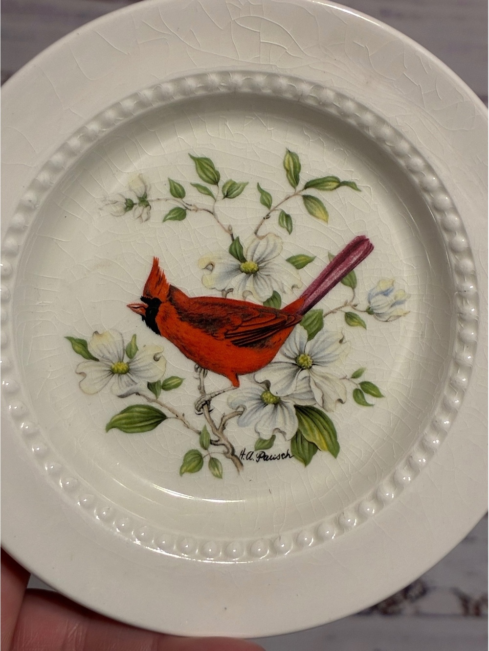 Royal Cauldon England Cardinal Bird Small Plate
